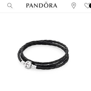 <Pandora> Triple leather charm bracelet