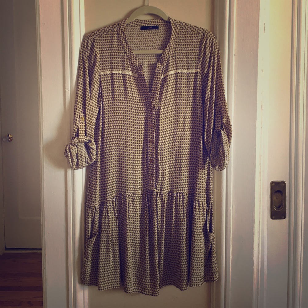 Bohemian chic French silk dress with lace detail