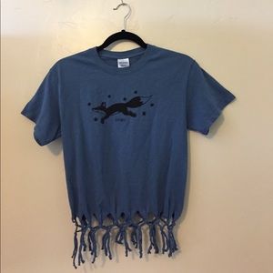 Custom tied-ends blue t shirt