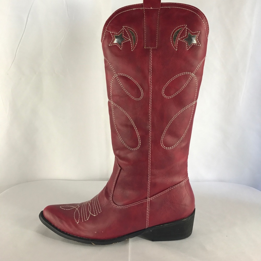 PIERRE DUMAS Red and Silver Combo Boots