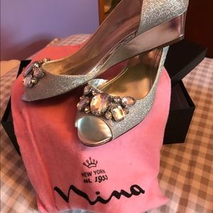 Nina silver jeweled sandals