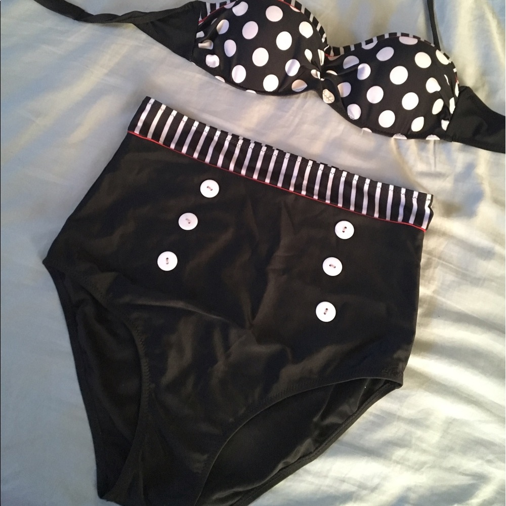 2 piece high waisted sailor bathing suit