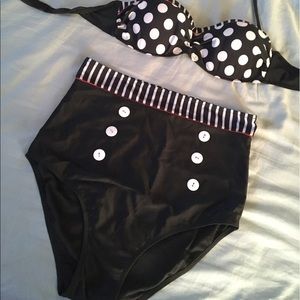 2 piece high waisted sailor bathing suit