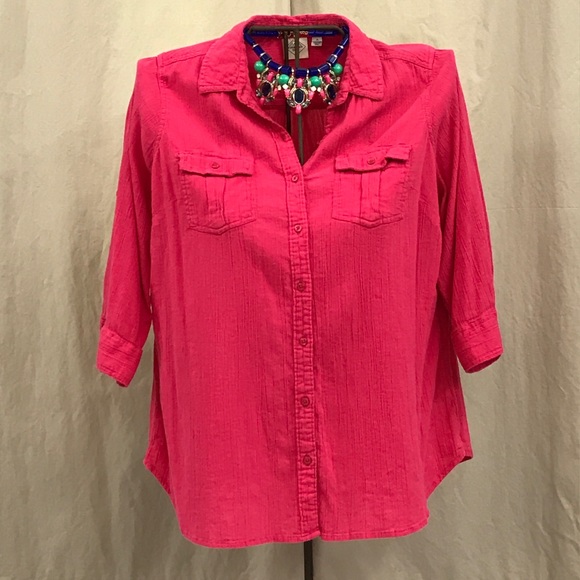 St. John's Bay Tops - St. John's Bay pink button down