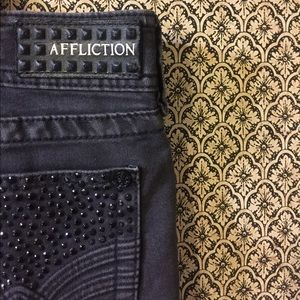 Affliction Dark Gray Studded Jeans