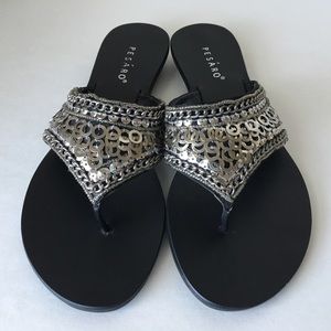 Pesaro Black and Silver Sandals