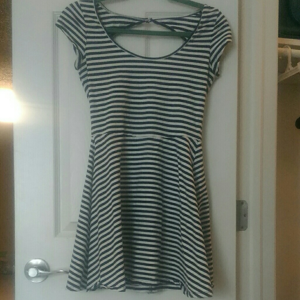 Blue and White Striped Dress