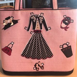 Lu Lu Guinness Paper Doll Raffia Tote