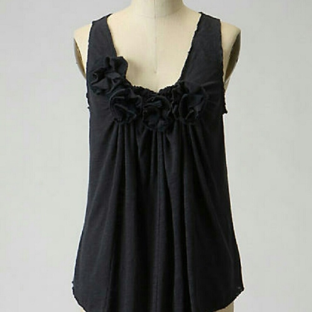 • ANTHRO • deletta navy rosette tank •