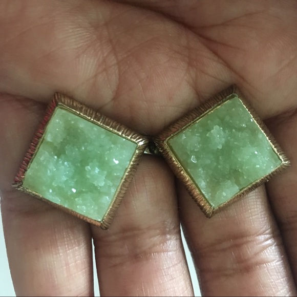 Antique Mint #Green #Druzy #Square #Earrings 💖 - Picture 1 of 1