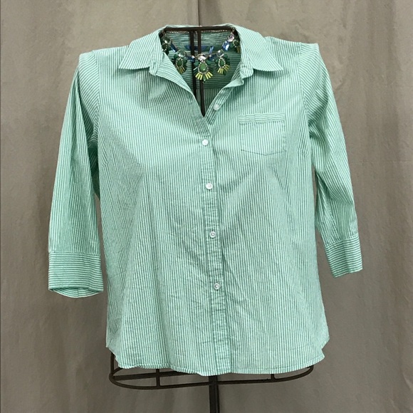 Izod Tops - Izod green & white striped top