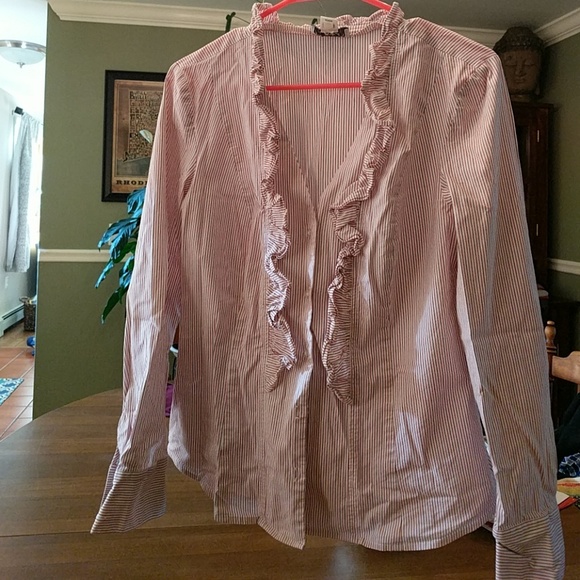 Anne Taylor LOFT ruffled button-down blouse - Picture 2 of 8