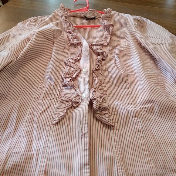 Anne Taylor LOFT ruffled button-down blouse - Picture 5 of 8