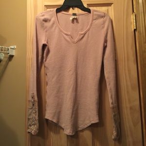 EUC Free People Mauve Thermal Shirt Size M!