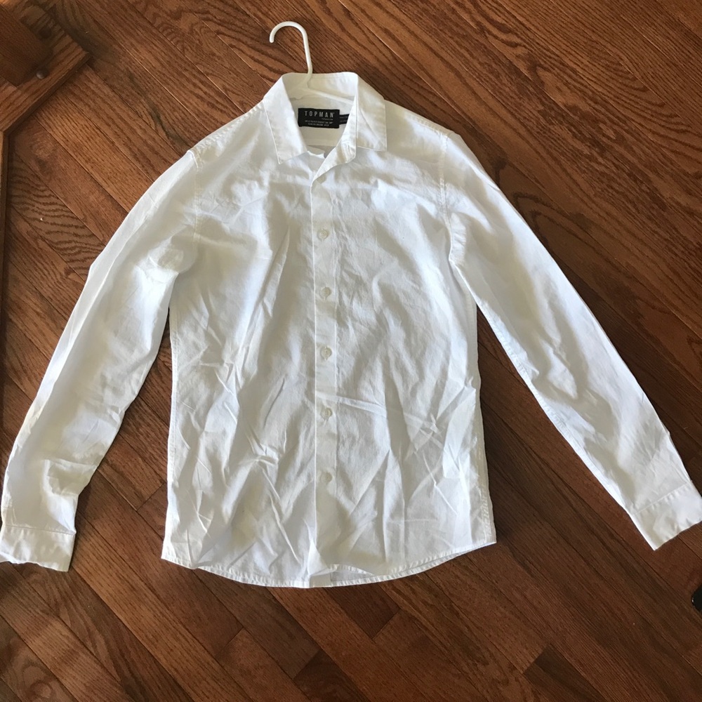 Topman white long sleeve button up dress shirt