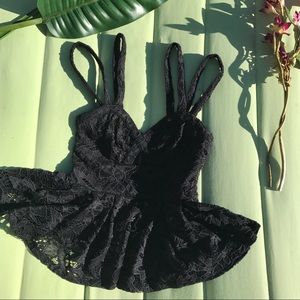 Black Lace Cut Out Crop Top