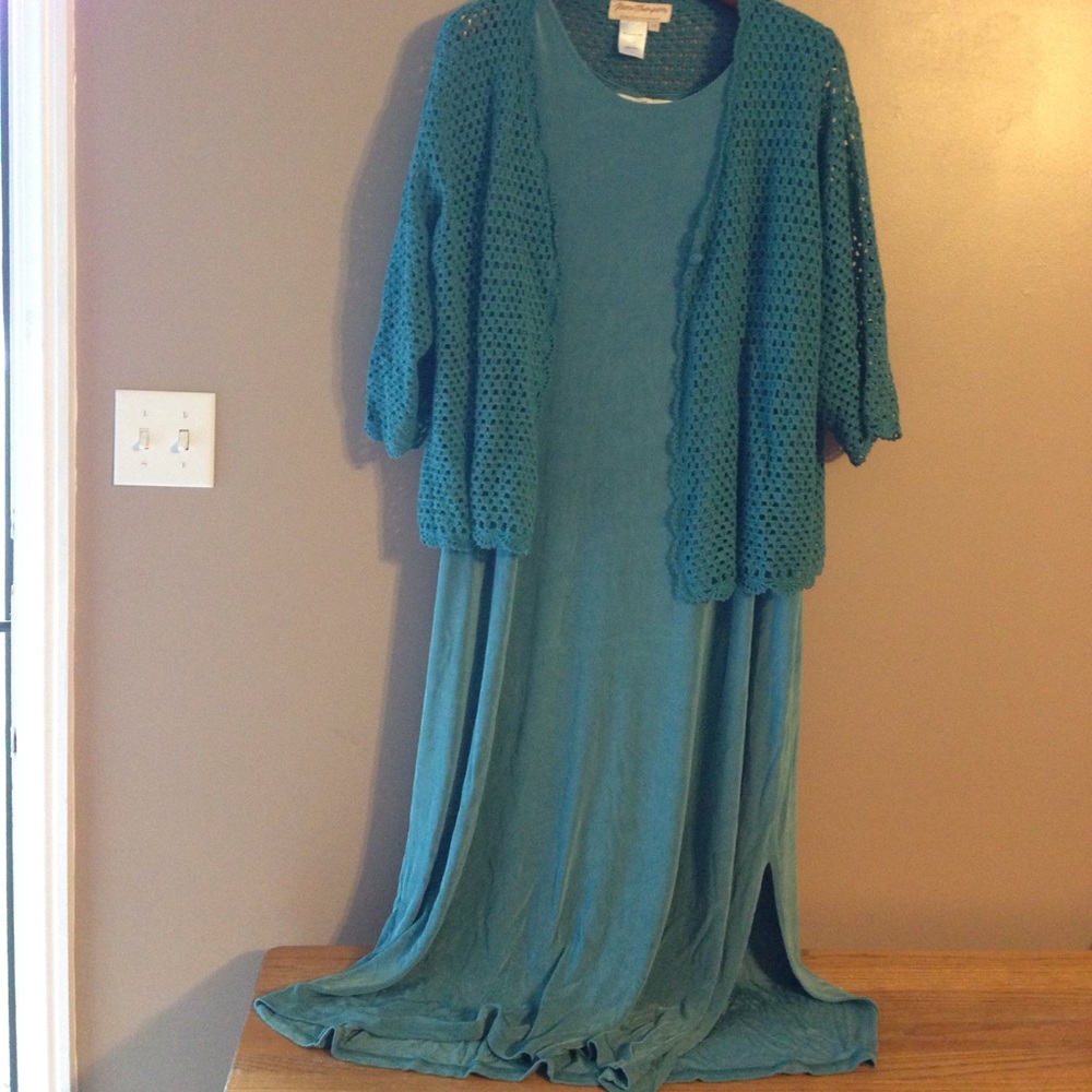 Norm Thompson dress w/crocheted  jacket