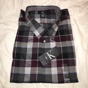 NWT Calvin Klein men's plaid button down
