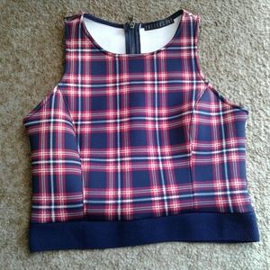 NWOT plaid cropped tank top