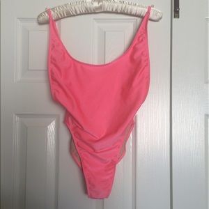 American Apparel hot pink 80's one piece swimsuit