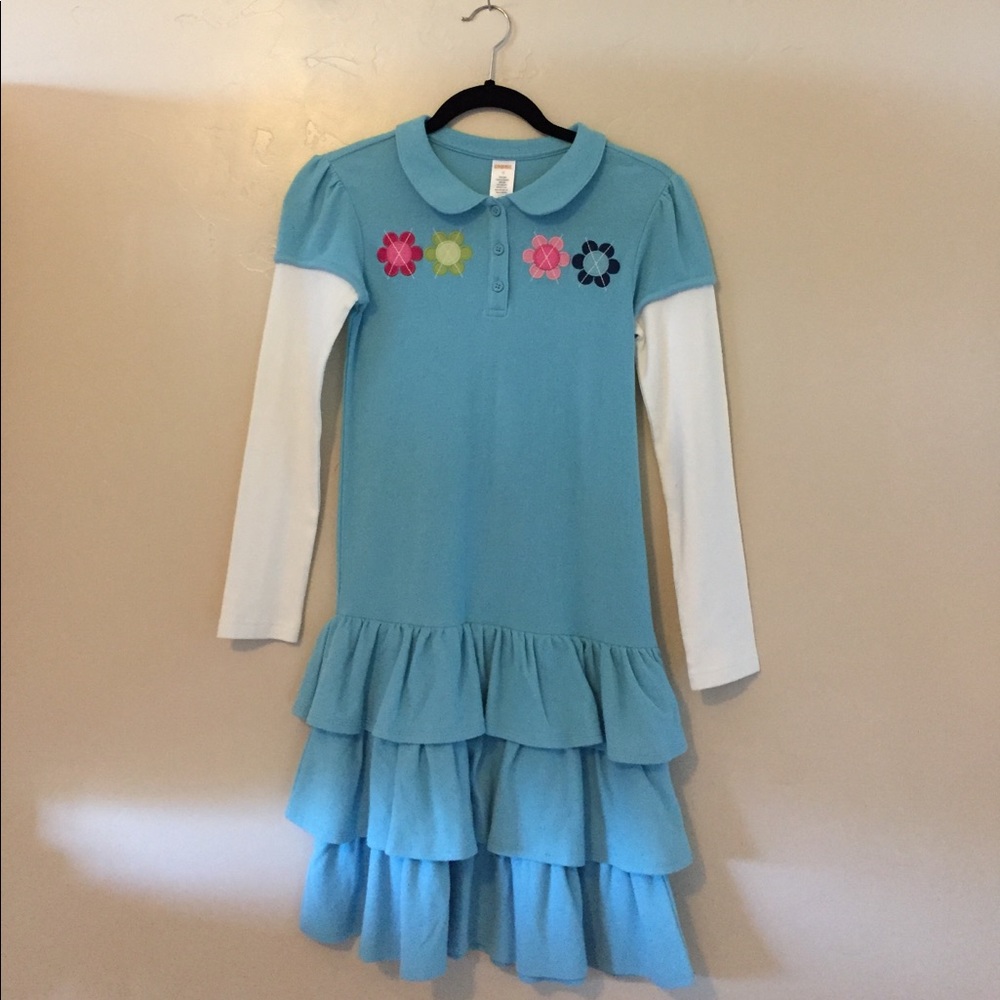 Long sleeve blue w/ flowers girls dress!