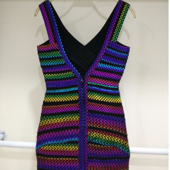 Designer Rainbow Bandage Dress - Picture 2 of 3