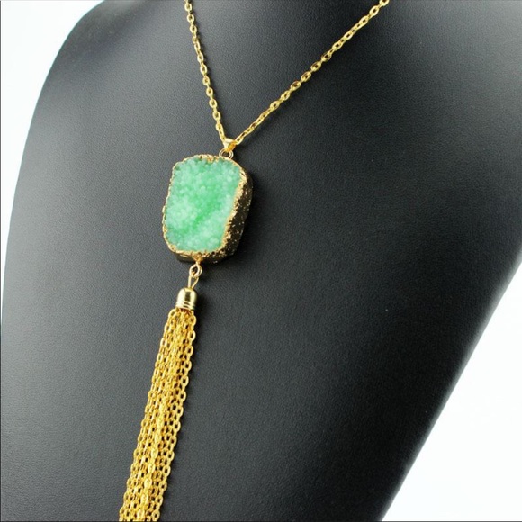 Boho Druzy & tassel 30" necklace NWT $69 retail - Picture 5 of 7