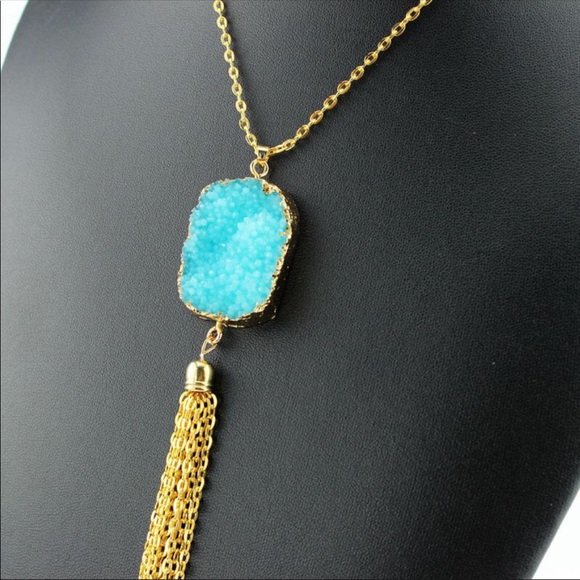 Boho Druzy & tassel 30" necklace NWT $69 retail - Picture 7 of 7