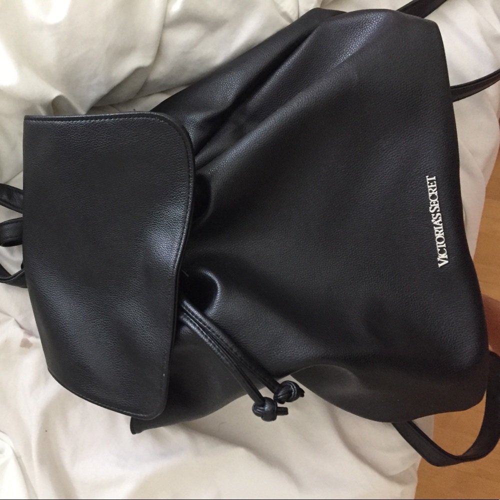 Victoria's Secret Black Leather Backpack