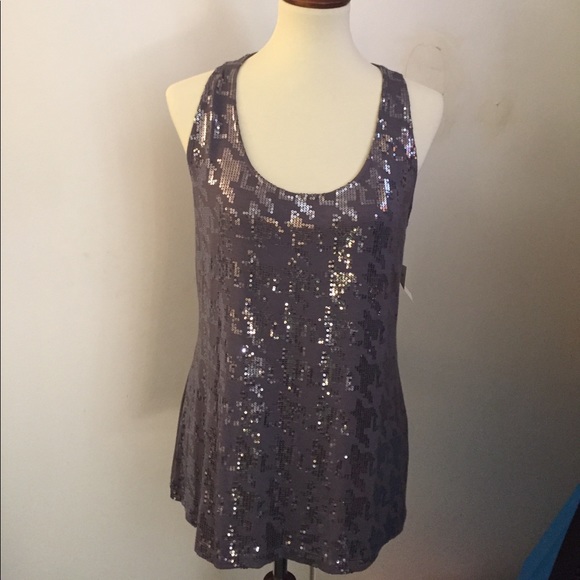 Halogen grey sequined tank top - Picture 1 of 3