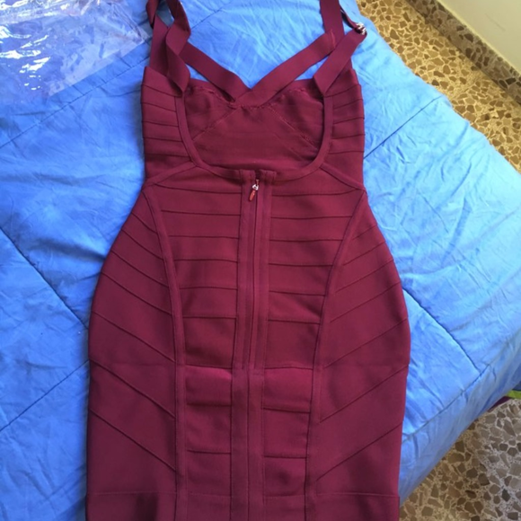 Wine Bandage Dress - Picture 2 of 3