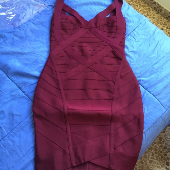 Wine Bandage Dress - Picture 3 of 3