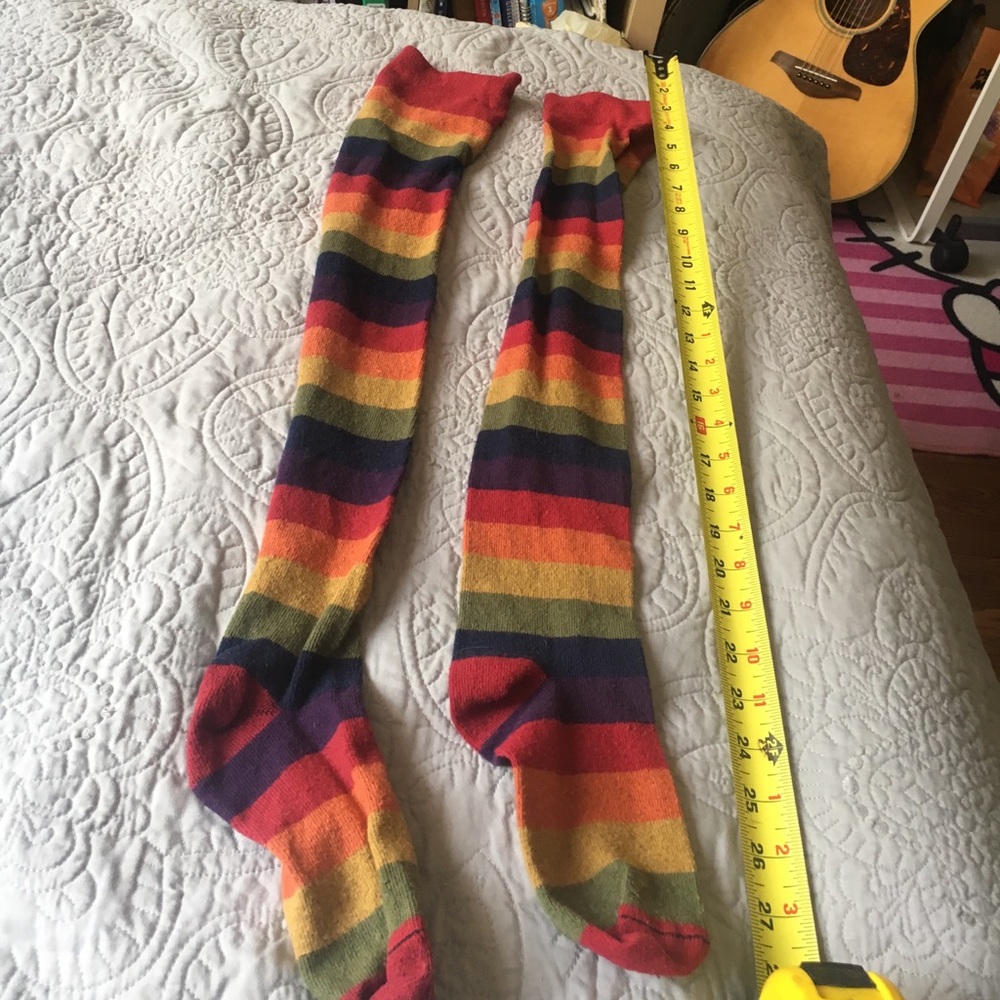 Autumn Dark wash rainbow thigh high socks