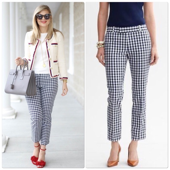Navy gingham pants Clearance