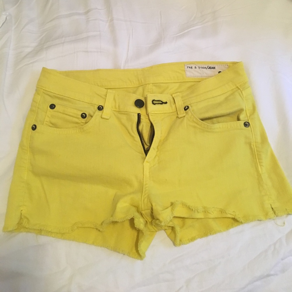 Neon yellow rag & bone jean shorts