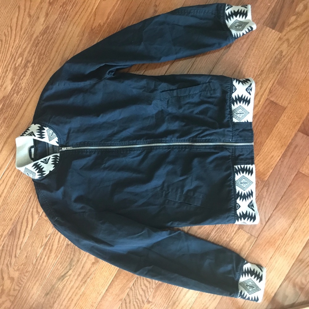 Blue and patterned bomber jacket