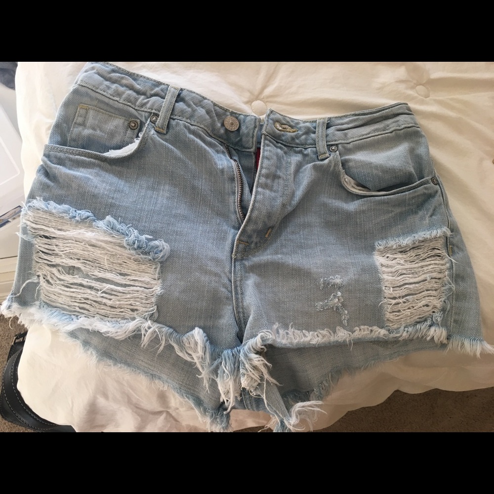 High-waisted denim shorts