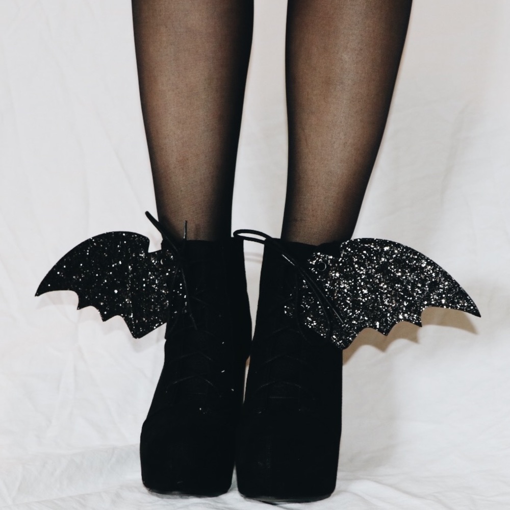 Black glitter bat wings