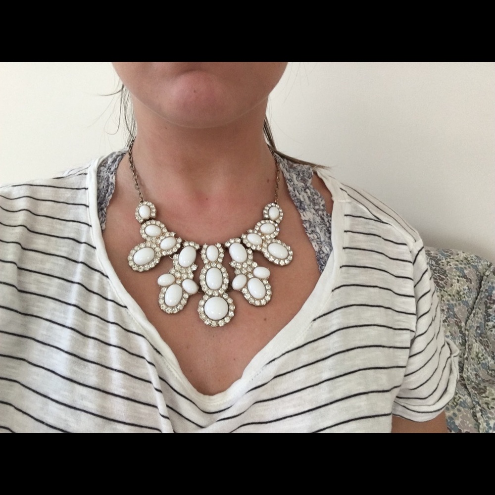 White and gold statement necklace