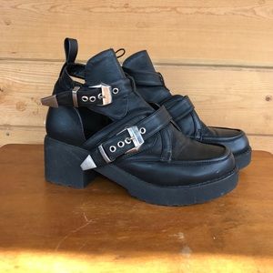 Black buckled chunky boots