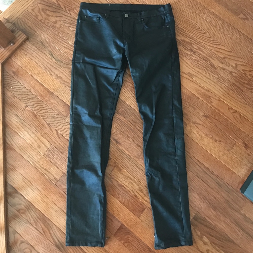 Mnml black wax pants