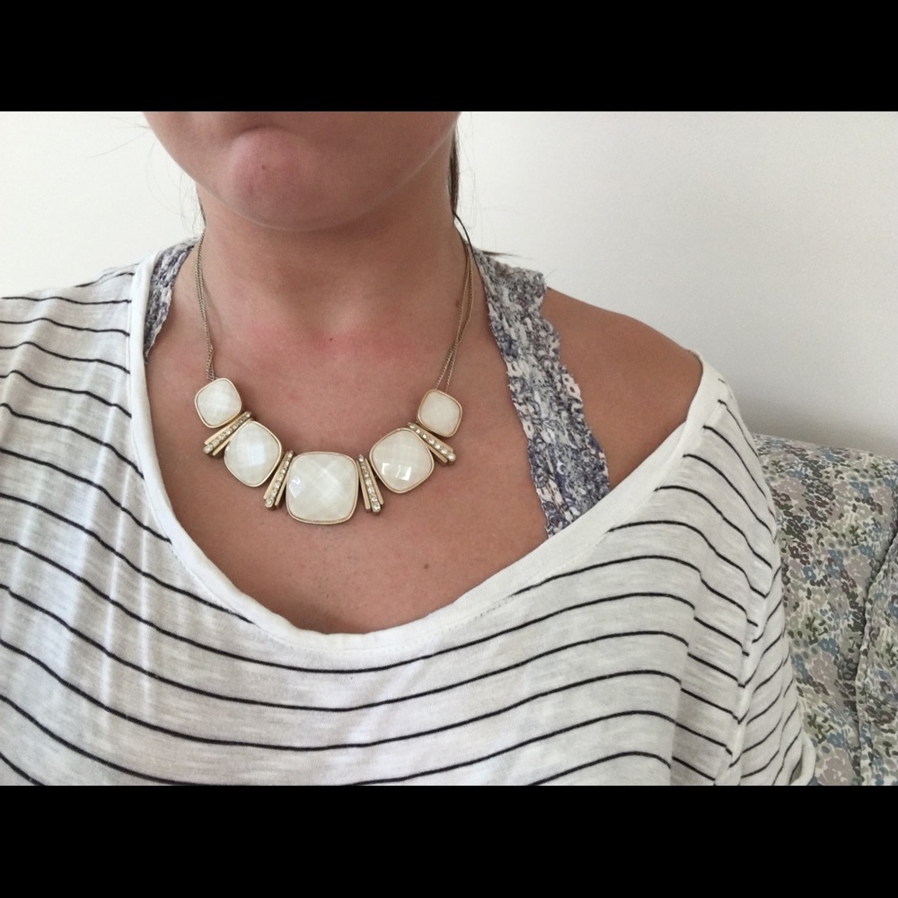 White and gold statement necklace