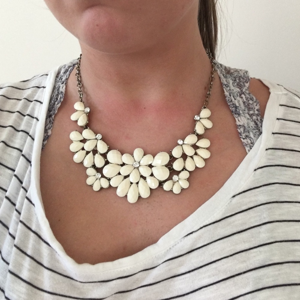White floral statement necklace