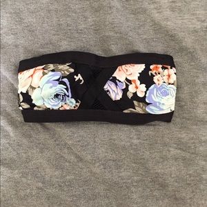 Volcom floral mesh bandeau swim top