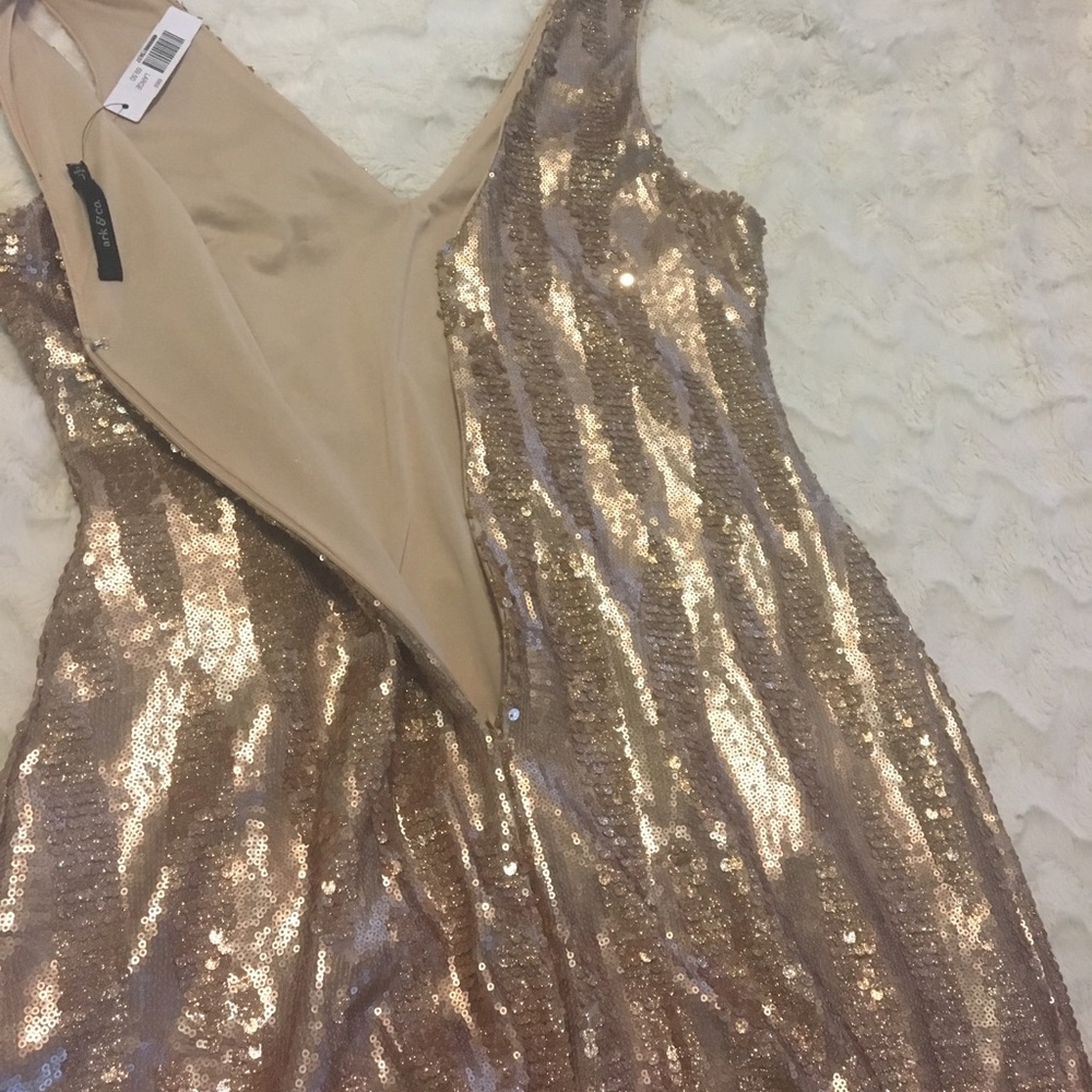 Gold Sequin Semi Formal Dress - Picture 3 of 5