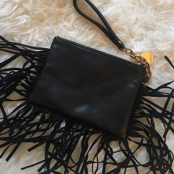 Deux Lux Black Fringe Clutch/Wristlet - Picture 2 of 3