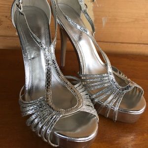 Aldo Silver T-Strap Heels