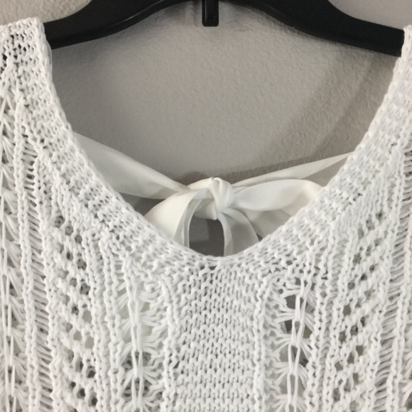 Ann Taylor Loft White See-Through Knitted Top - Picture 3 of 8