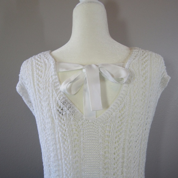 Ann Taylor Loft White See-Through Knitted Top - Picture 2 of 8