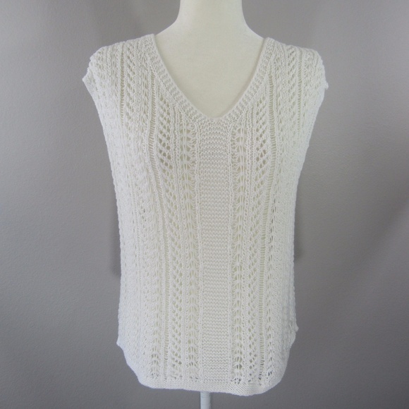 Ann Taylor Loft White See-Through Knitted Top - Picture 5 of 8